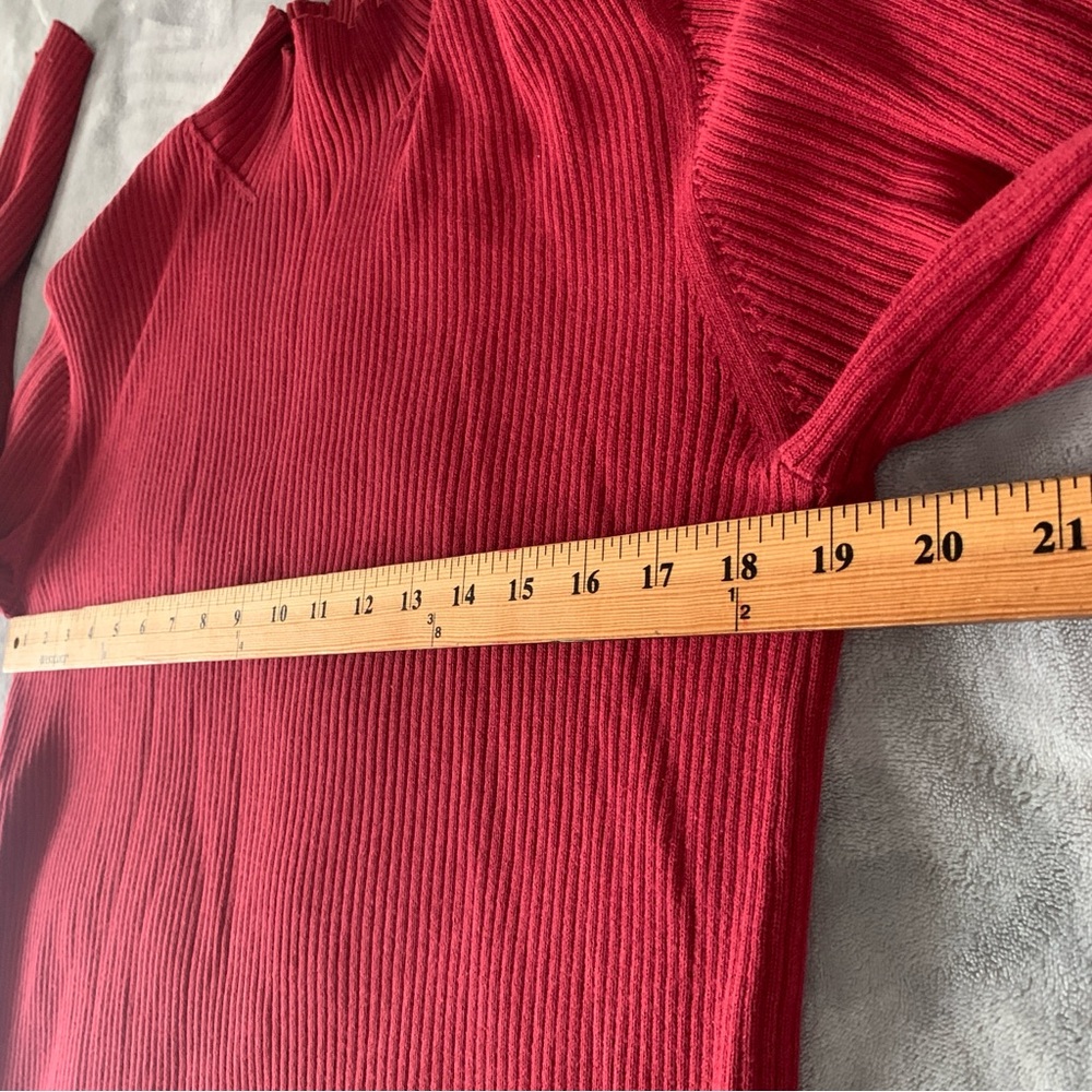 Nordstrom Red Ribbed Women's Sweater 100% cotton - Picture 10 of 12